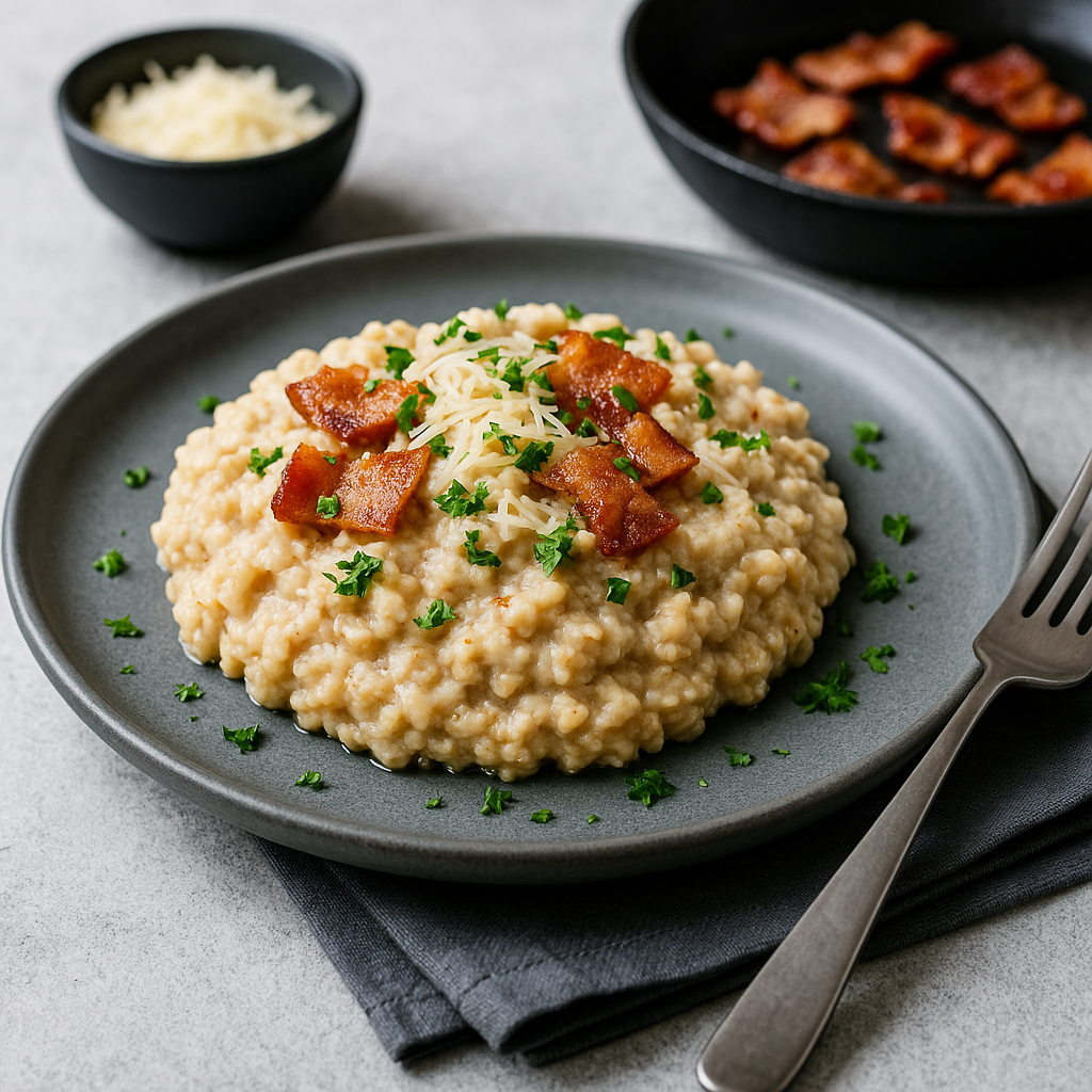 Peekoni-juustu kaerahelbepuder