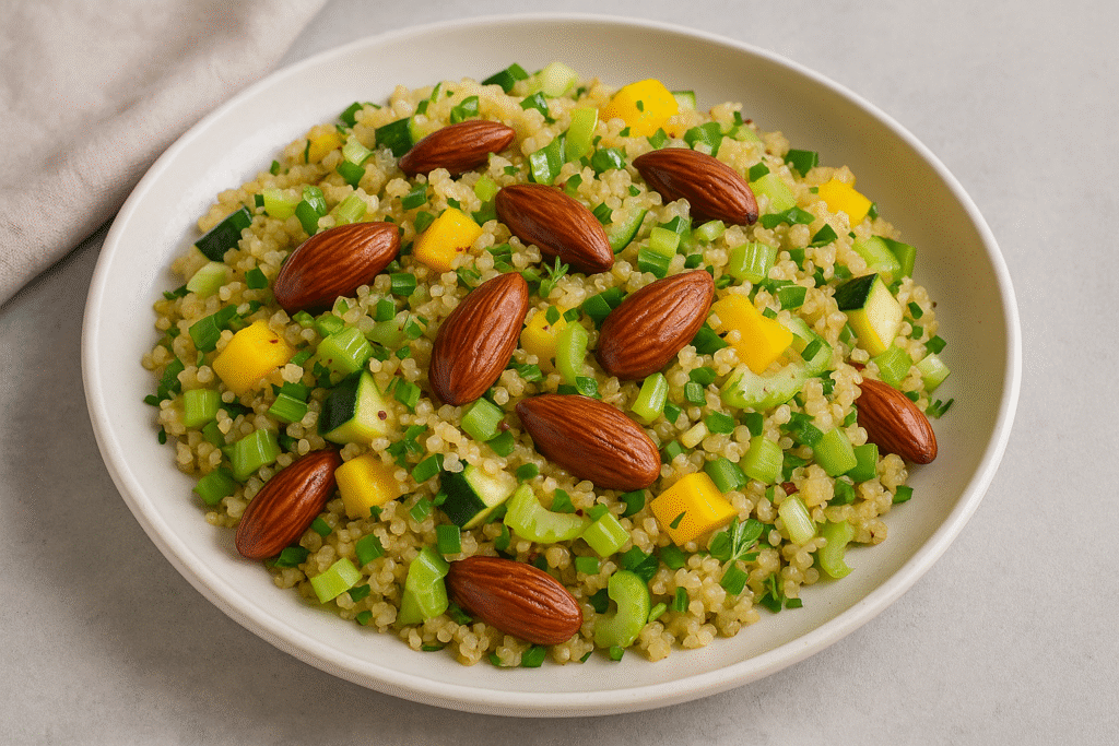 Kinoasalat röstitud mandlitega