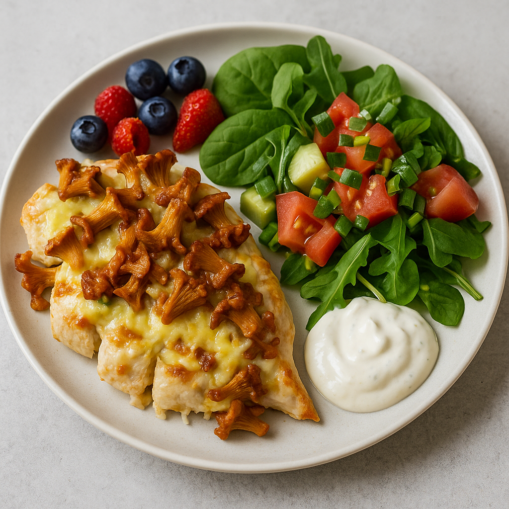 Ahjukana kukeseente ja juustuga