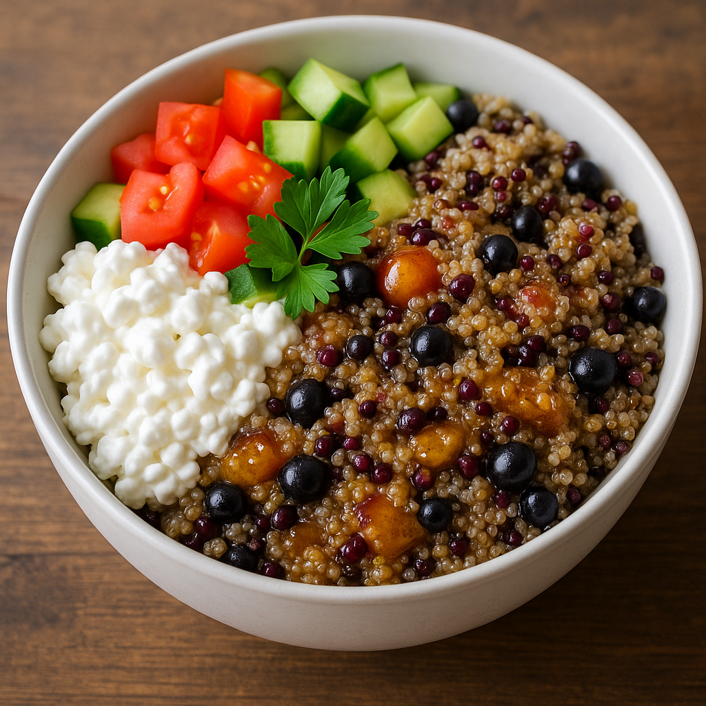 Mustsõstra kinoa kodujuustuga