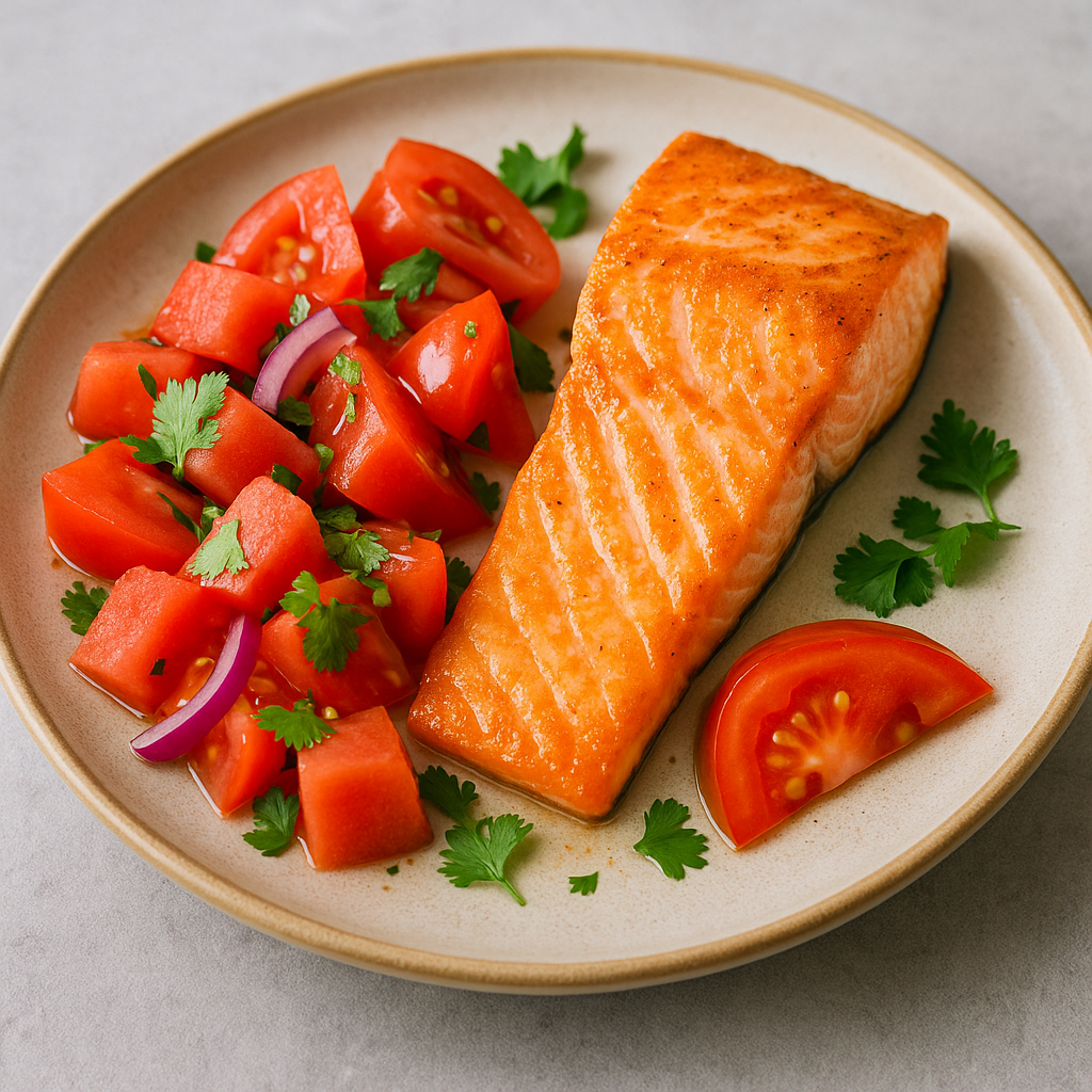 Arbuusi-tomatisalat lõhega