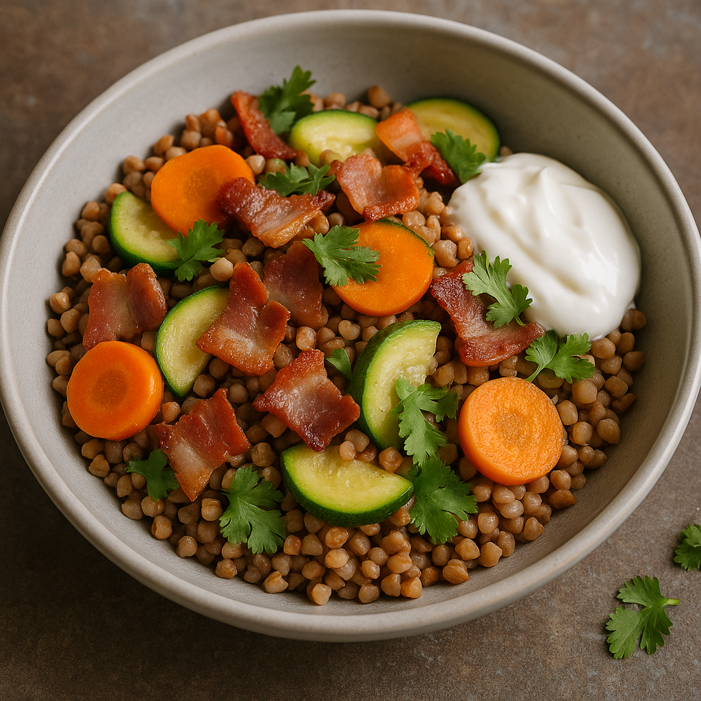 Tatra-peekoni salat koriandriga