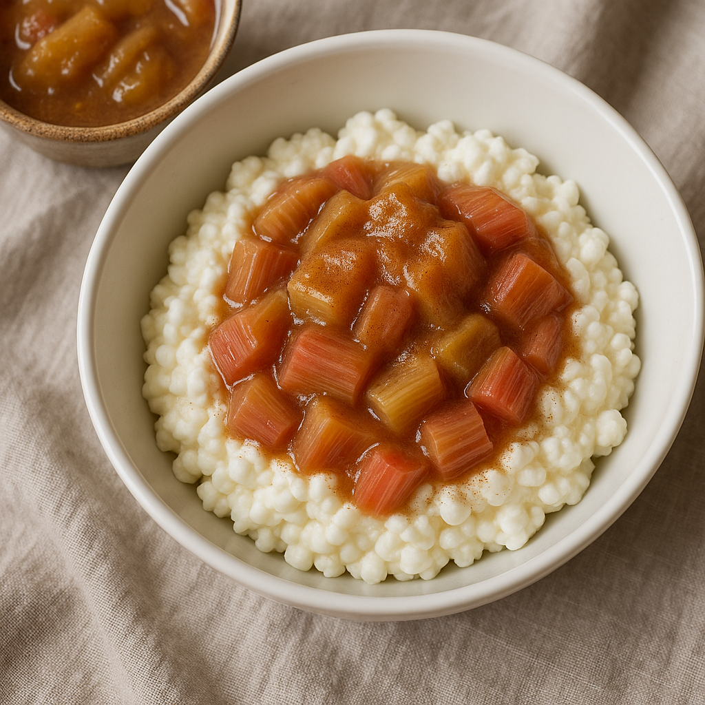 Kohupiim sooja rabarberikastmega