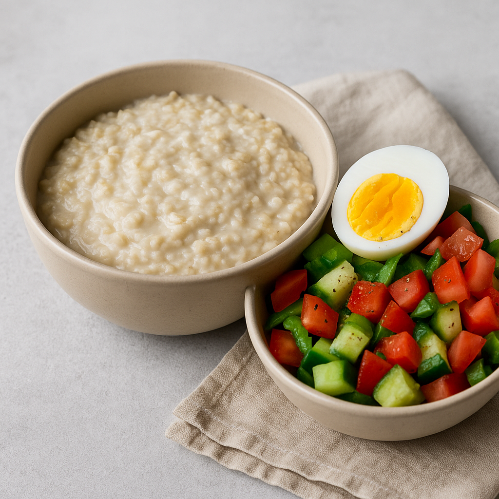 Kaerahelbepuder munasalatiga