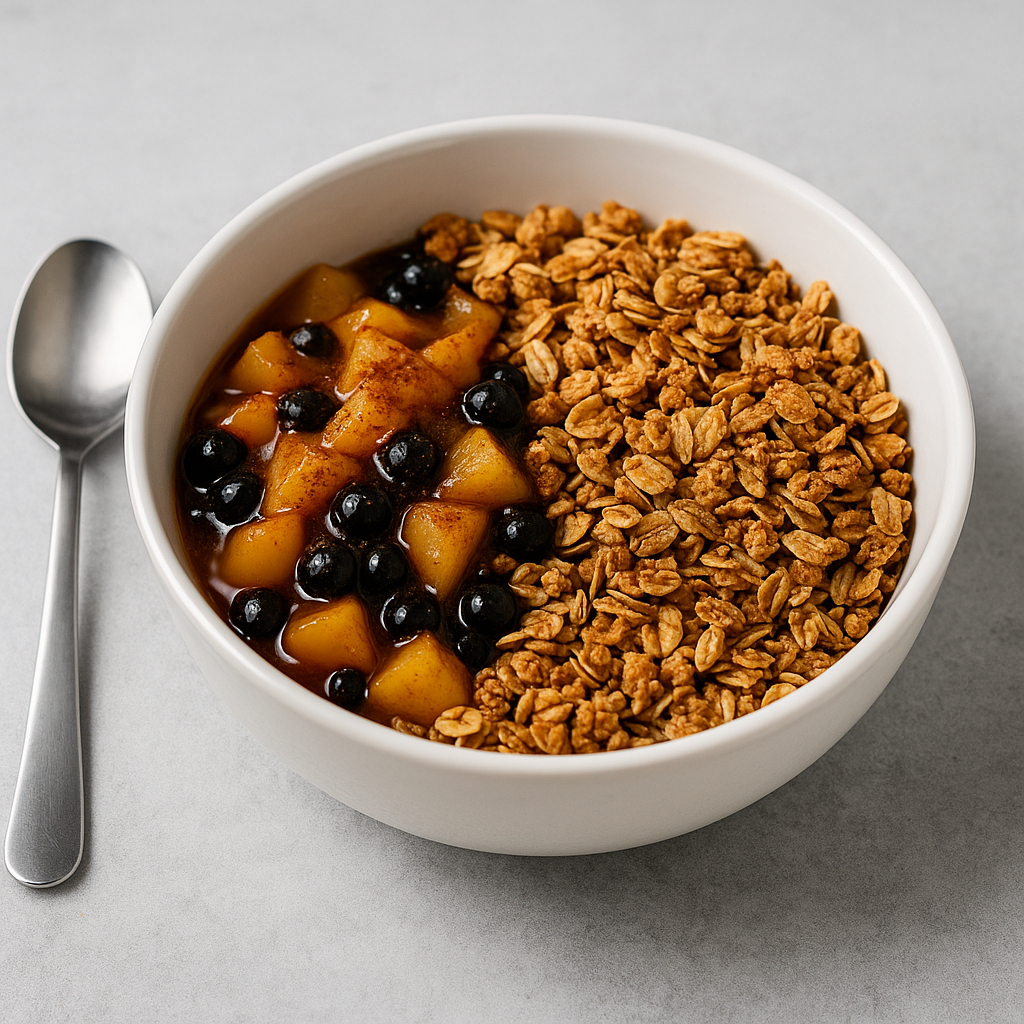 Müsli sooja õuna- ja mustsõstrakastmega