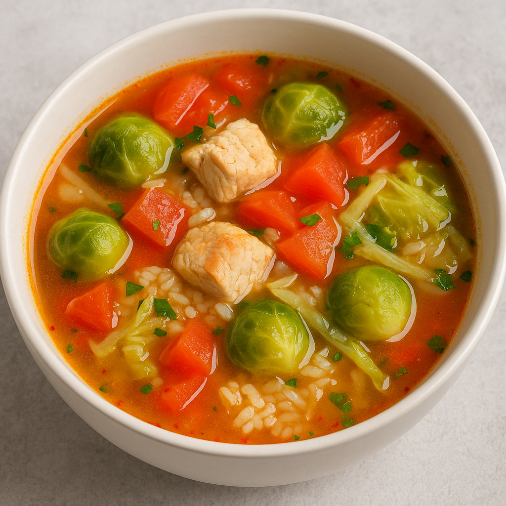 Brüsselikapsa-tomati supp kanaga