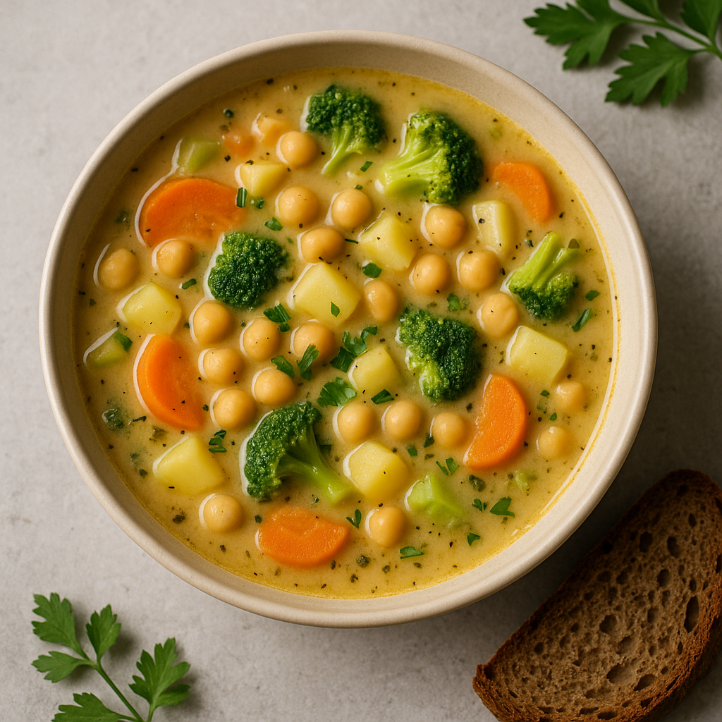 Tummine kikerherne-köögivilja supp