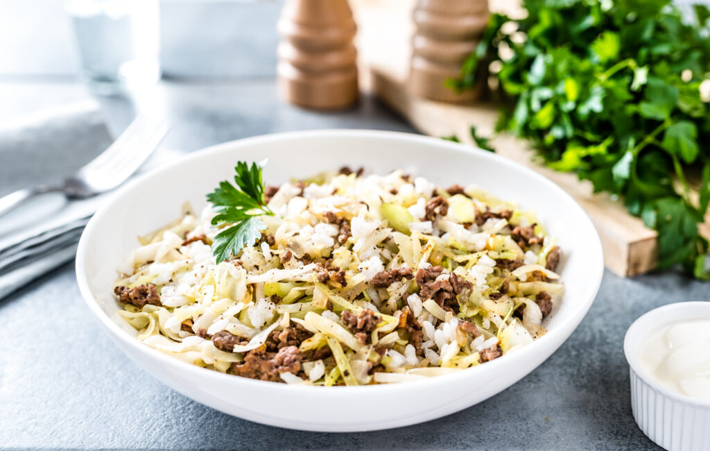 Hakkliha kapsa ja riisiga