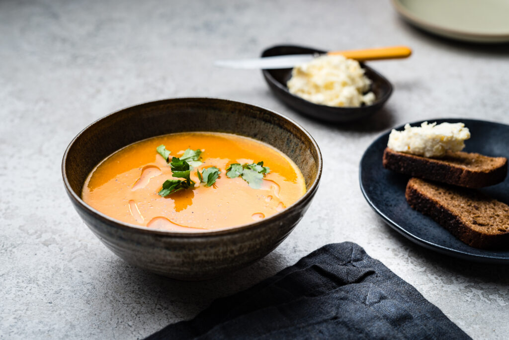 Kõrvitsapüreesupp juustuleivaga