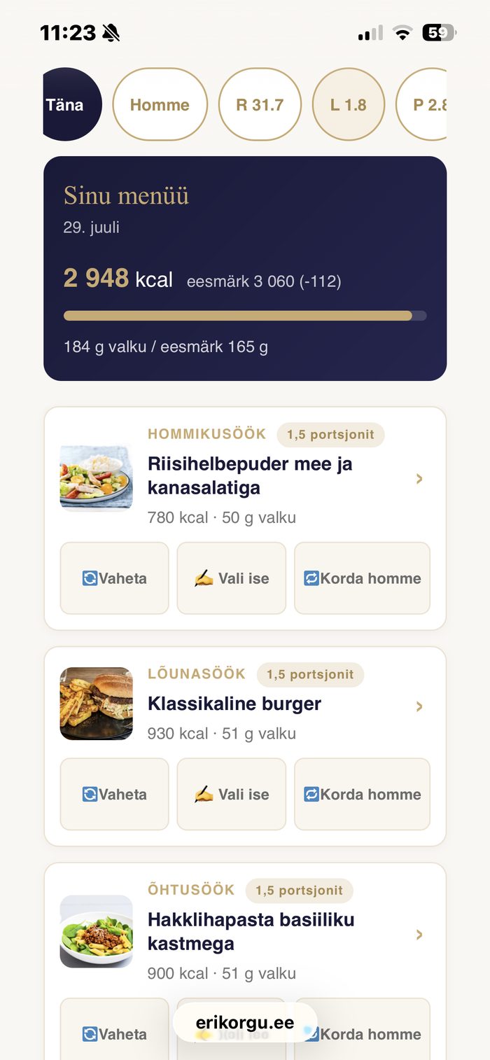 Personaalne menüü