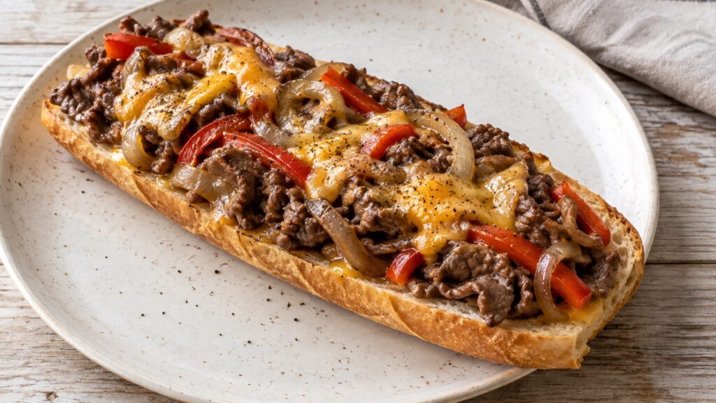Philly cheesesteak’i stiilis baguette